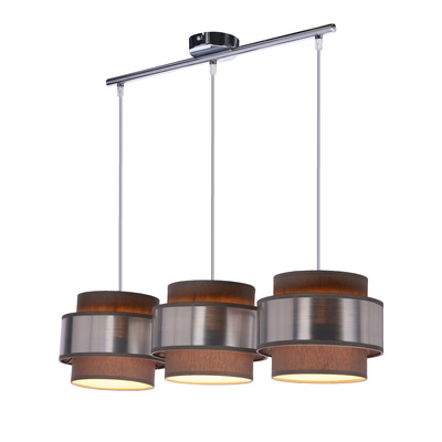 Lampa wisząca z abażurami Hare chrom szary+srebrny potrójna do jadalni
