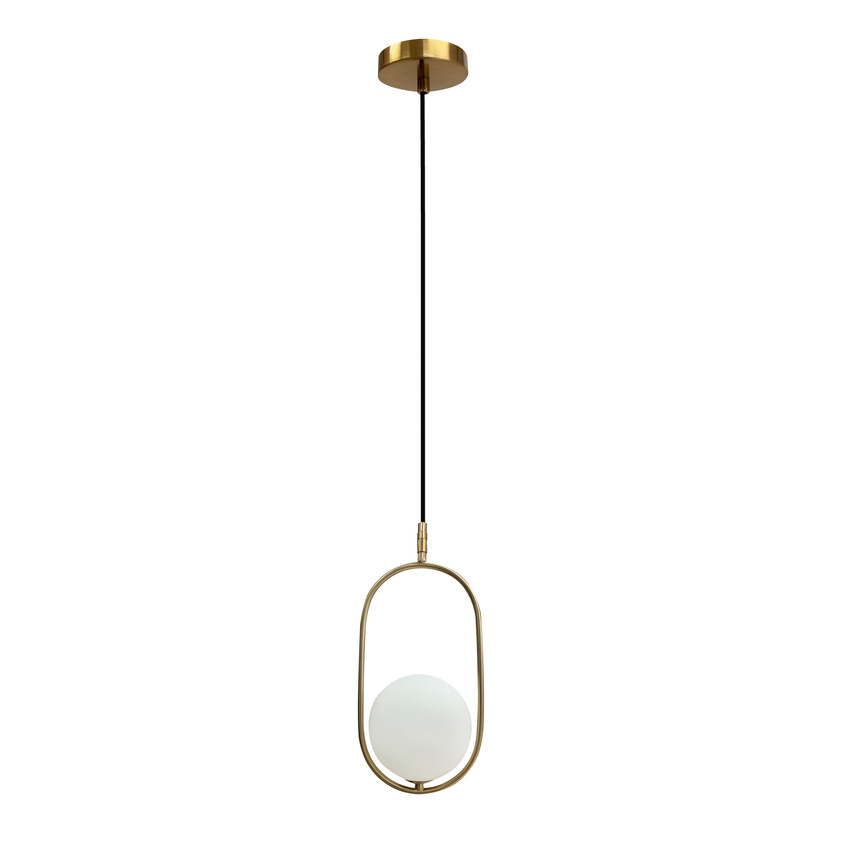 Lampa wisząca Cordel złoty szczotkowany kula pojedyncza do salonu 1xG9