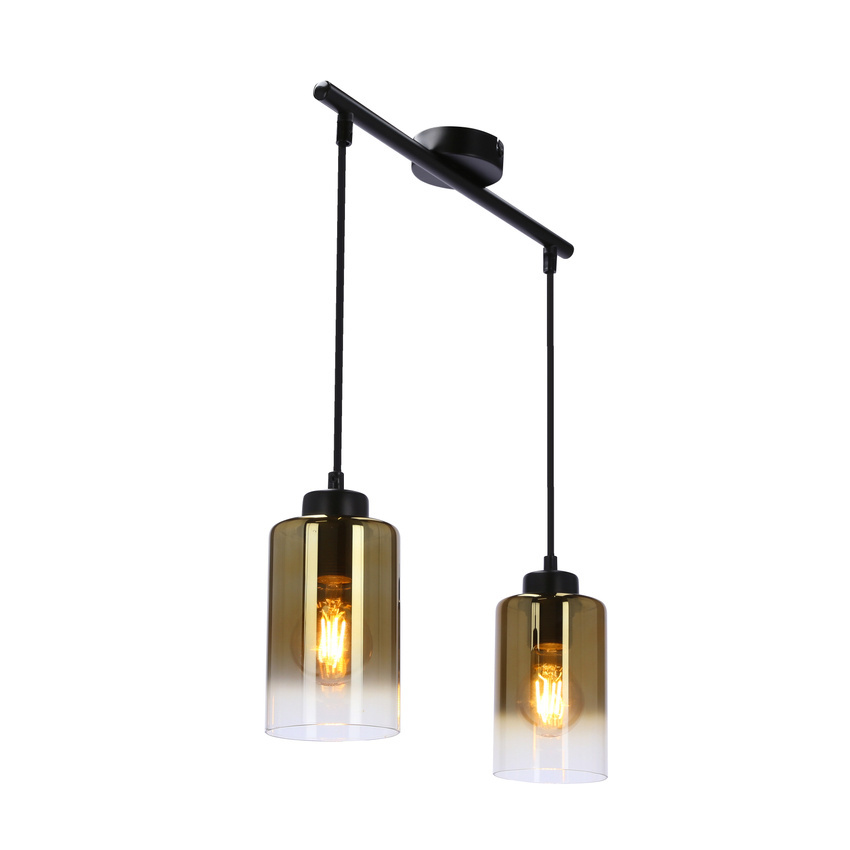 Lampa wisząca Aspra podwójna szklane klosze bursztynowe do kuchni i jadalni