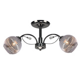 Lampa wisząca Cromat podwójna metalowo-szklana z kloszem czarna do salonu