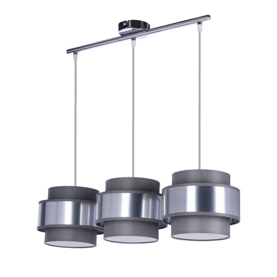 Lampa wisząca z abażurami Hare chrom szary+srebrny potrójna do jadalni