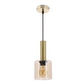Lampa wisząca Alberto szklany klosz bursztynowy pojedyncza do salonu E27