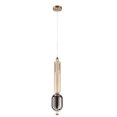 Lampa wisząca Kelly szklana tuba do salonu złota LED 8W 2700K 1 punkt światła