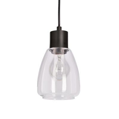 Lampa wisząca Moldo szklana czarna z przezroczystym kloszem do salonu E27 1-płomienna