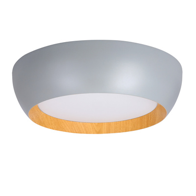 Plafon LED ABRUZZO okrągły 40 cm 4000K szaro-drewniany do kuchni i łazienki