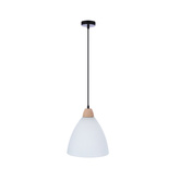 Napola Lampa Wisząca Czarny Z Drewnem 1X60W E27 Klosz Biały