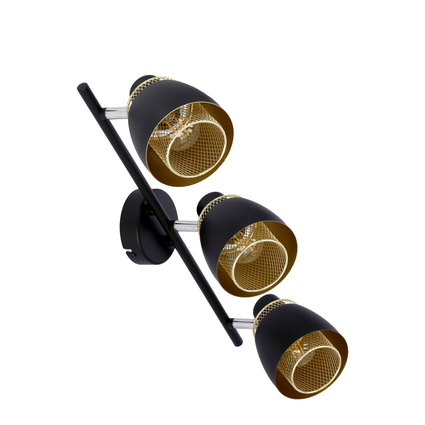 Aleksandria lampa sufitowa listwa 3x40w klosz czarny+złoty