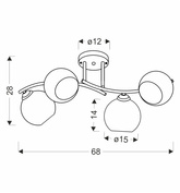 Lampa wisząca Manon szklana z kloszem metalowa pomarańczowa do salonu