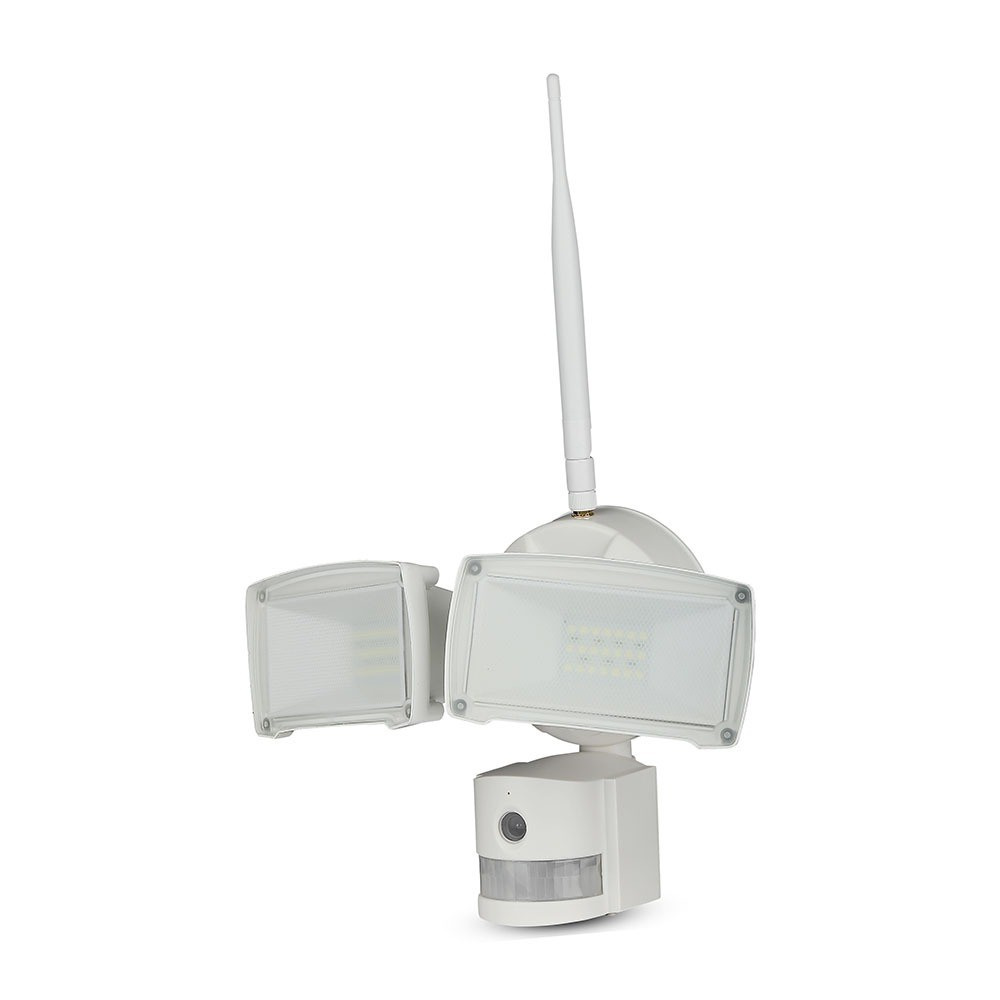 18W Naświetlacz LED SMD z czujnikiem ruchu i kamerą / Wifi / Barwa:6000K / Obudowa: Biała