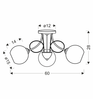 Lampa wisząca Mirox z kloszem potrójna metalowo-szklana srebrna E27