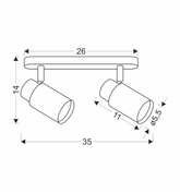 Claro lampa sufitowa listwa biały 2x15W GU10 klosz biały+drewniany 92-27719