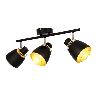 Aleksandria lampa sufitowa listwa 3x40w klosz czarny+złoty