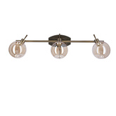 Lentini Lampa sufitowa listwa patynowy 3x40w g9 klosz bursztynowy
