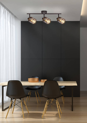 Lampa sufitowa Canabera listwa ze szklanymi kloszami regulowana 3-punktowa