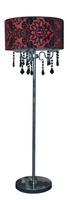 Lampa podłogowa Astor z welurowym abażurem i kryształkami do salonu 3-punktowa E14