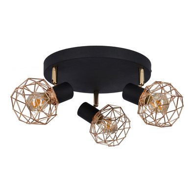 Lampa sufitowa Acrobat okrągła regulowana 3-punktowa do salonu metalowa