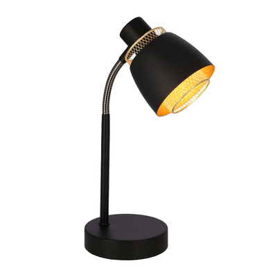 Lampka nocna Aleksandria metalowa czarna z regulowanym kloszem do czytania