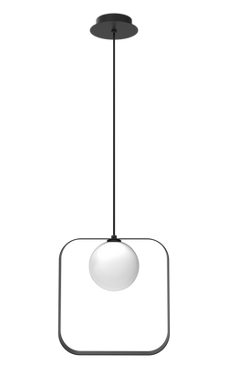 Lampa wisząca Tula kula w czarnej kwadratowej ramie do salonu 1xG9 metal