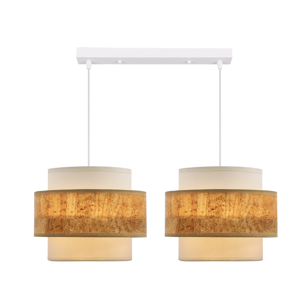 Lampa wisząca z abażurami Cork biała podwójna do jadalni nad stół
