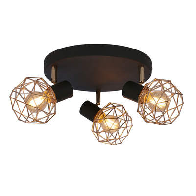 Lampa sufitowa Acrobat okrągła regulowana 3-punktowa do salonu metalowa