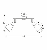 Lampa sufitowa Costa listwa ze szklanymi kloszami regulowana 2-punktowa