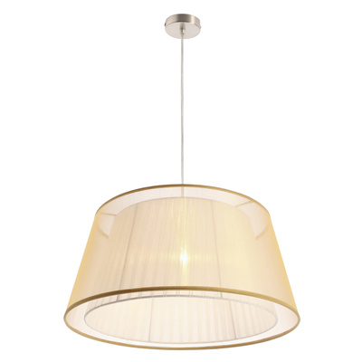 Lampa wisząca z abażurem Charlie 45cm beżowa klasyczna do salonu E27