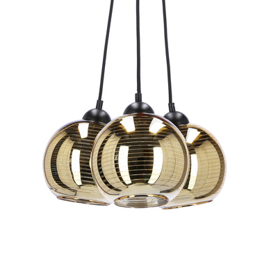 Lampa wisząca Trio szklana kula potrójna złota do salonu 3xE27