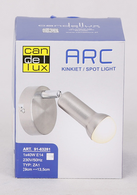 Kinkiet Arc regulowany metalowy satyna nikiel do łazienki E14 Candellux