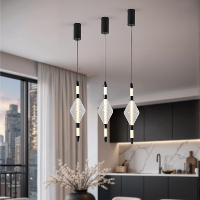 Lampa wisząca Vita szklana czarna z podwójnym kloszem LED ciepła barwa światła 2700K