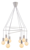 Lampa wisząca Alto biała matowa 8-punktowa loft do salonu dwuobwodowa E27