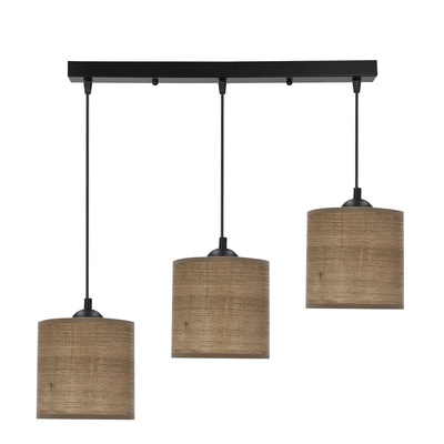 Lampa wisząca z abażurami Legno rattanowa potrójna nad stół