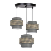Lampa wisząca z abażurami Luccia beżowo‑grafitowa potrójna do salonu