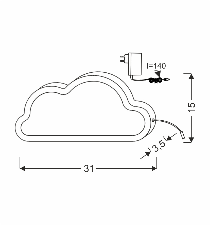 Lampka Cloud chmurka do pokoju dziecięcego LED nocna niebieska 3000K