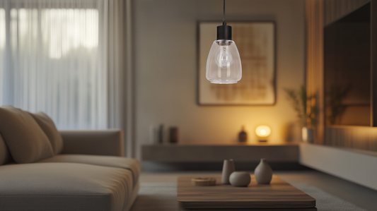 Lampa wisząca Moldo szklana czarna z przezroczystym kloszem do salonu E27 1-płomienna