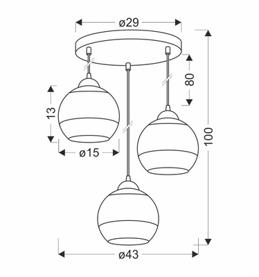 Lampa wisząca Contessa potrójna kula szklana czarna do salonu E27