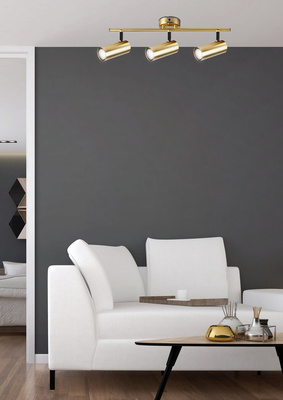 Lampa sufitowa Colly złota listwa spot regulowana 3-punktowa