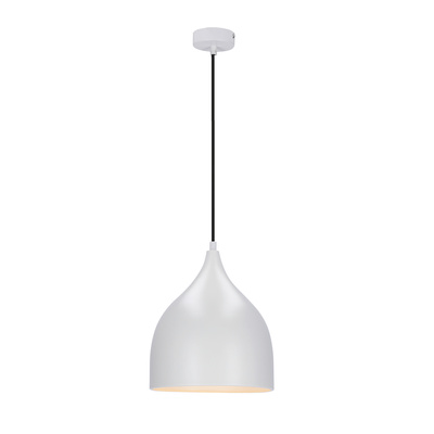 Lampa wisząca Ystad metalowa biała do kuchni pojedyncza E27 1x40W