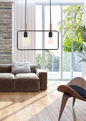 Lampa wisząca Frame czarna podwójna nad stół do salonu regulowana wysokość E27