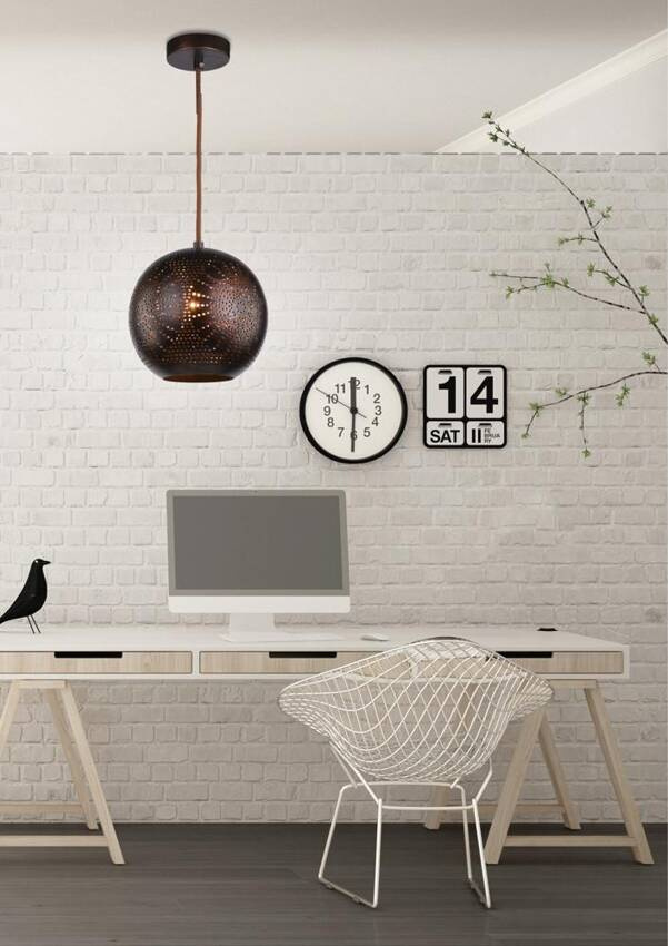 Lampa wisząca Sfinks kula metalowa brązowa pojedyncza do salonu E27