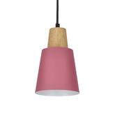 Lampa wisząca Faro Ledea różowa metalowa z drewnem pojedyncza do salonu