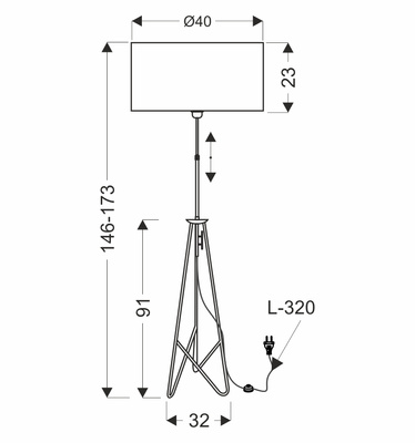 FLOAT LAMPA PODŁOGOWA CZARNA 1X60W E27 ABAŻUR TIMBER CIEMNY