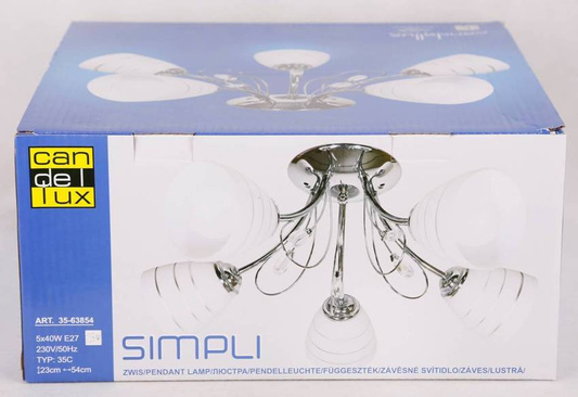 Lampa sufitowa Simpli ze szklanymi kloszami 5-punktowa do salonu