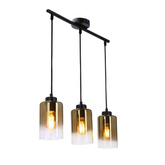 Lampa wisząca Aspra potrójna szklana czarna z kloszem bursztynowym do jadalni